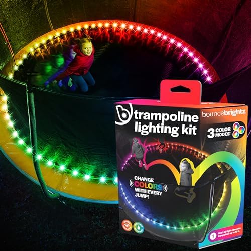 Bouncebrightz LED trampoline lys, fargeforandring – bevegelsessensor – endrer farger når du hopper – funkler og hopper dag eller natt – passer til 8ft, 10ft, 12ft, 14ft, 15ft trampoliner – batteridrevet  |  Trampoliner og tilbehør Trampoliner og tilbehør Trampoliner og tilbehør