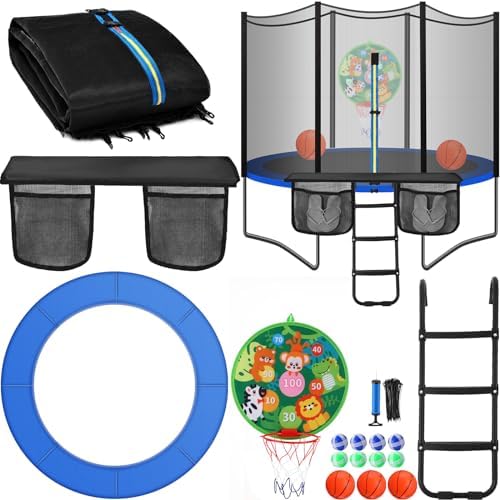 Trampoline Tilbehør Kit, Trampoline Erstatningspute 14Ft 6 Stenger Trampoline Sikkerhetsnett 3 Trinn Trampoline Stige Og Trampoline Oppbevaringspose 2 I 1 Trampoline Basketballkurv Dartskiver  |  Trampoliner og tilbehør Trampoliner og tilbehør Trampoliner og tilbehør